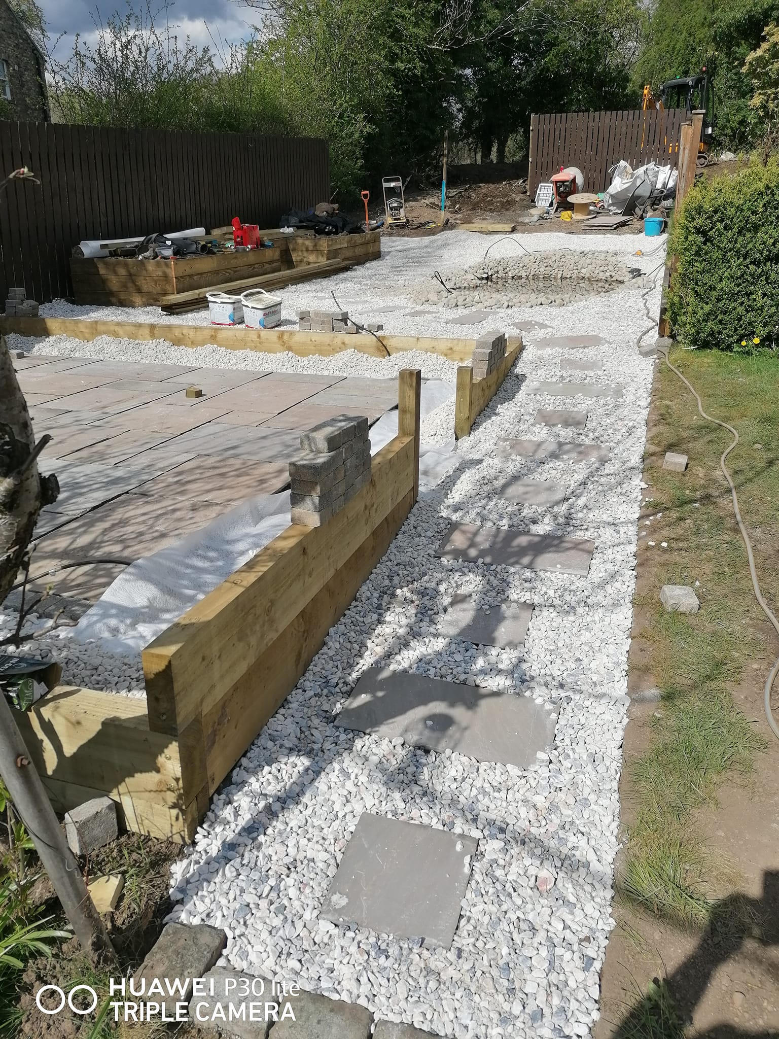 Garden landscaping and patio