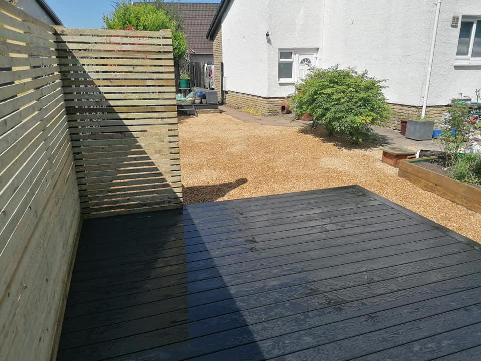 Completed deck with privacy fence - view 2