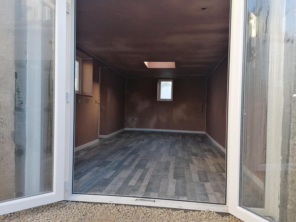 Completed garden room with French doors